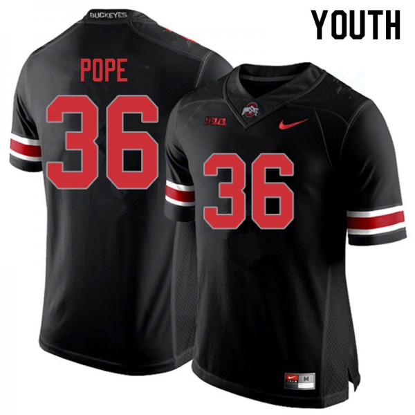 Ohio State Buckeyes #36 K'Vaughan Pope Youth Embroidery Jersey Blackout